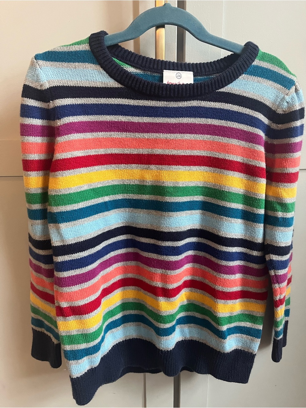 Hanna Andersson Navy Multicolor Striped Crewneck Sweater
